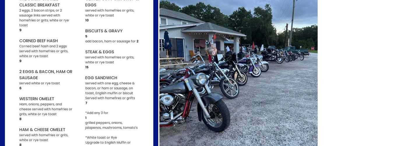 Sorry Charlie's Corner Menu