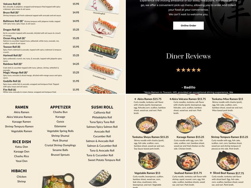 Akira Ramen Towson Menu