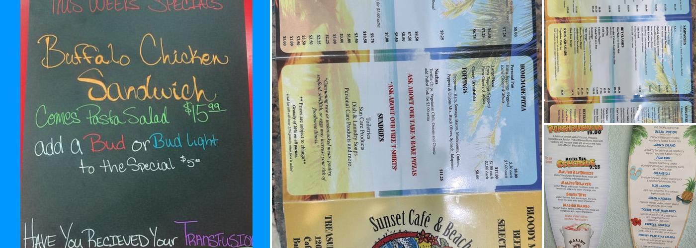 Sunset Beach Bar Menu