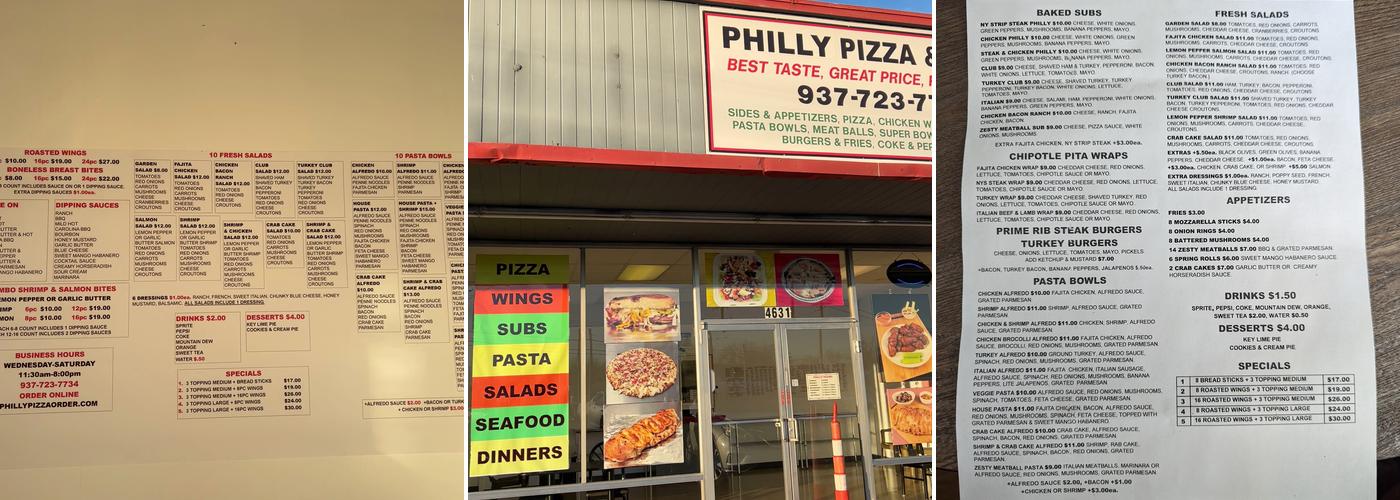 Philly Pizza Menu