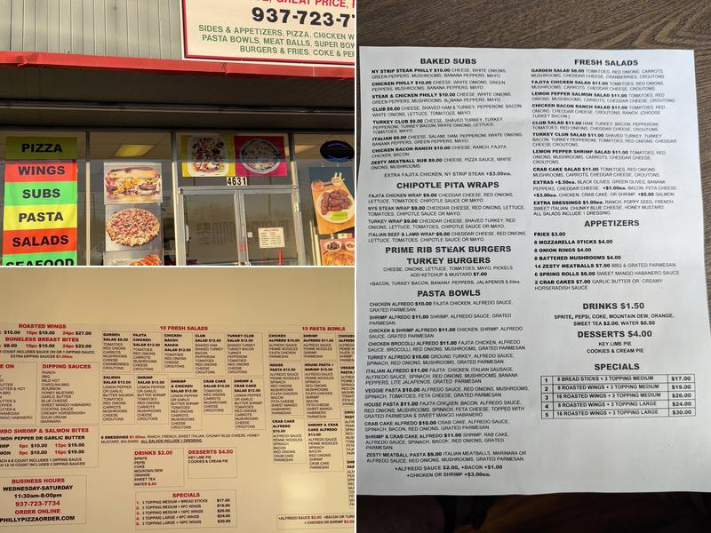 Philly Pizza Menu