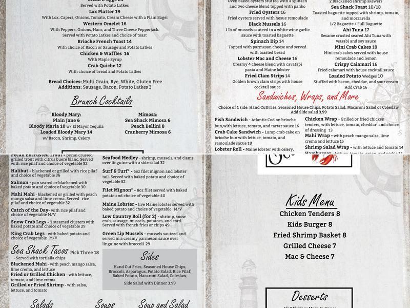 K.D.'s Sea Shack Menu