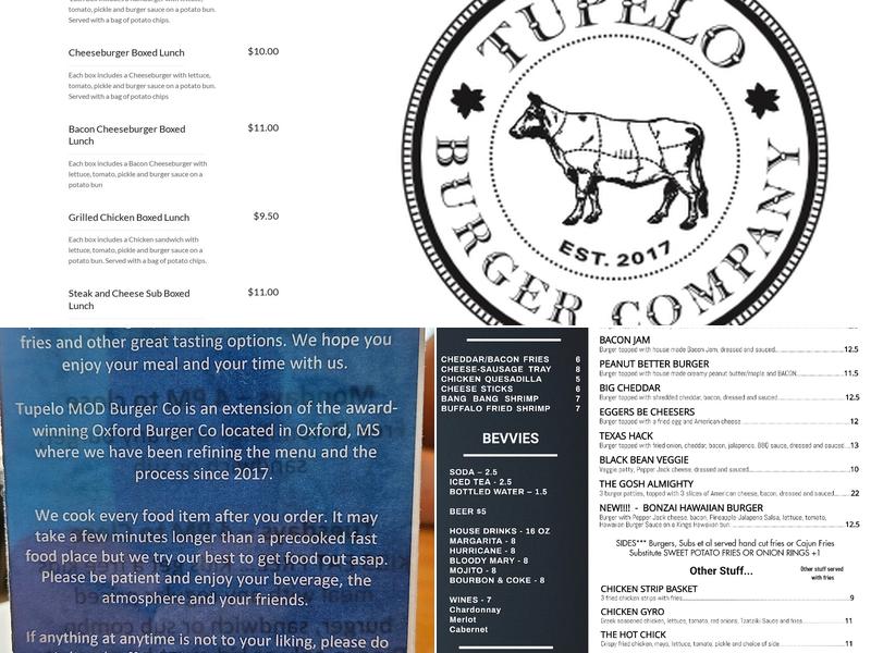 Tupelo Burger Company Menu