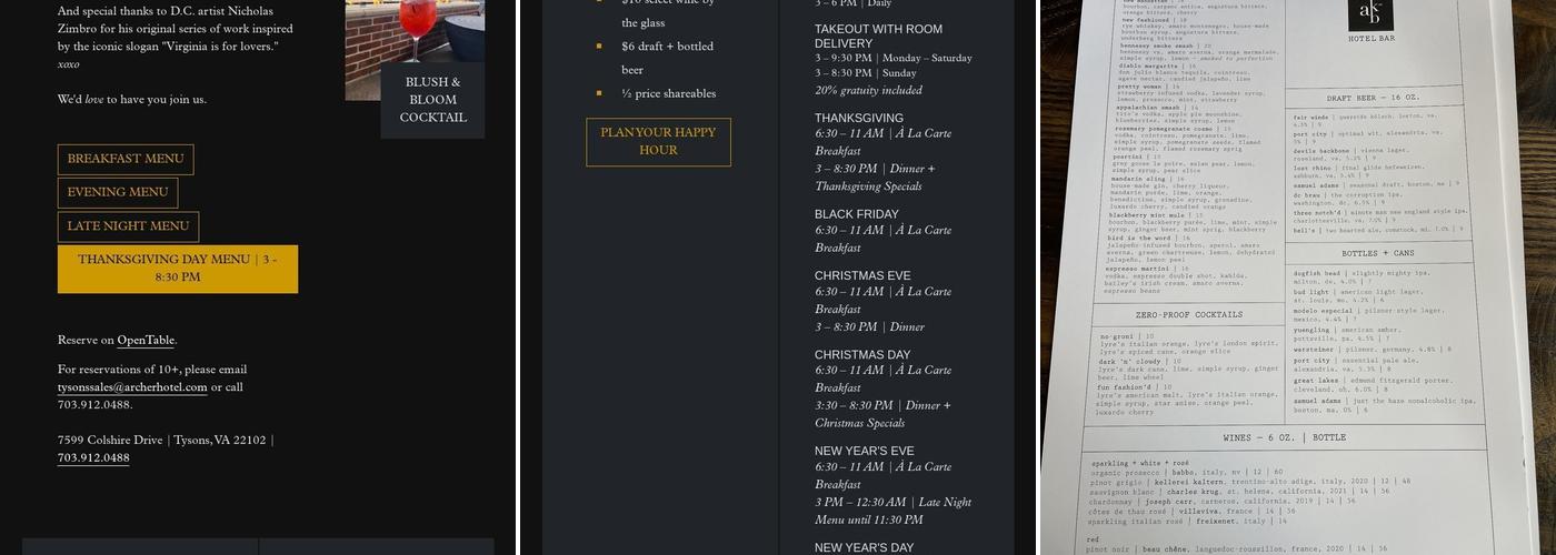 AKB, a hotel bar Menu