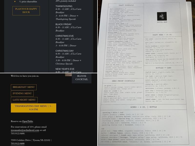 AKB, a hotel bar Menu