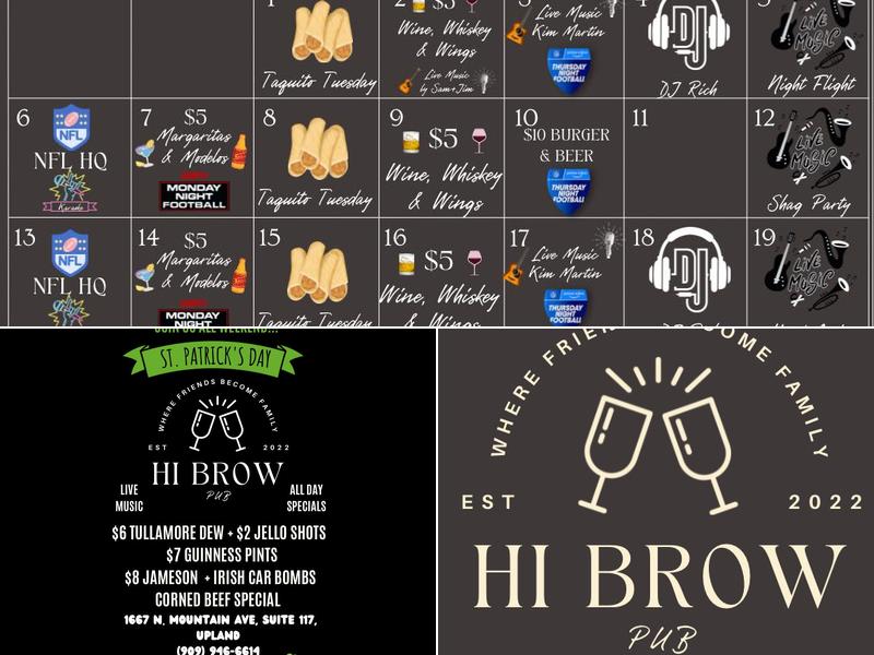 Hi Brow Pub Menu