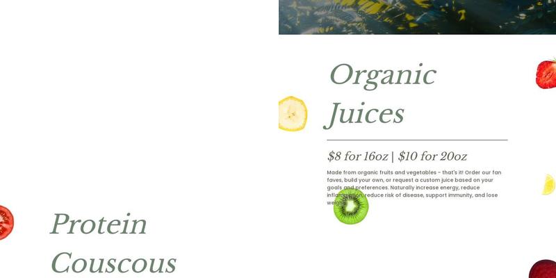 Romy's Juice Spa Menu