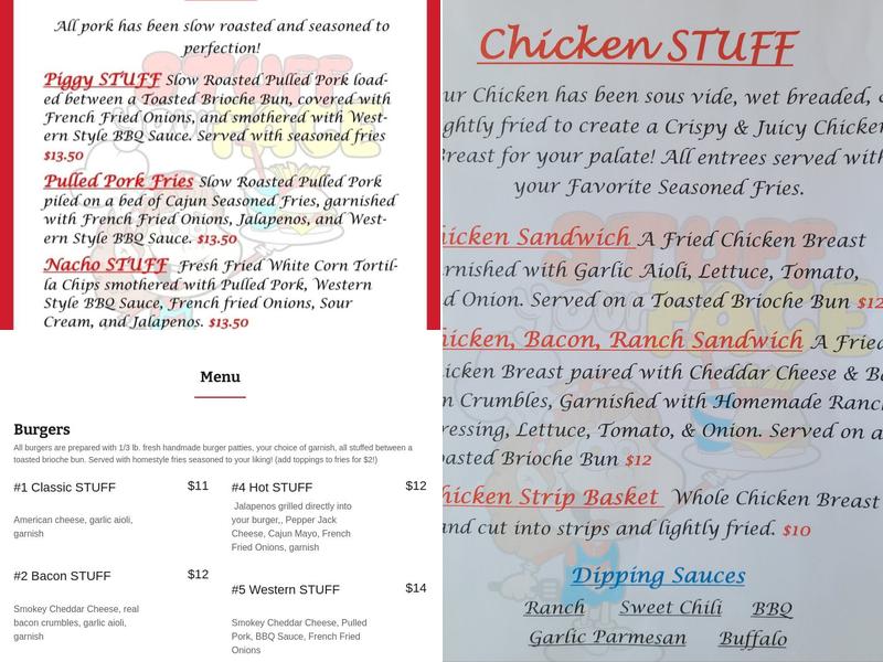 Stuff Your Face, LLC Menu