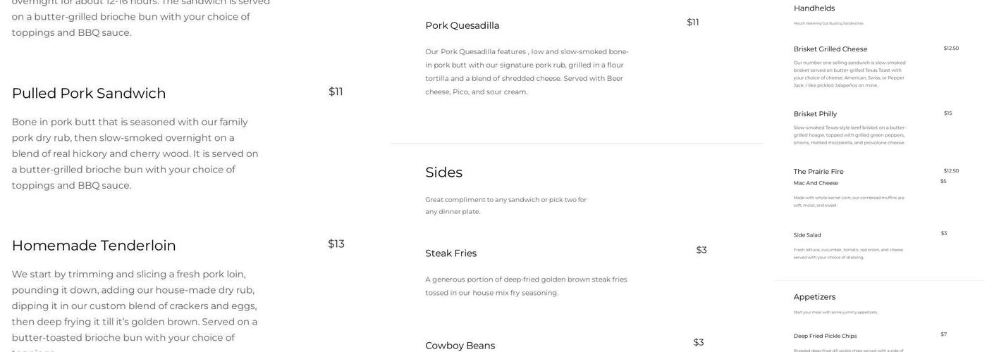Stringtown BBQ Menu