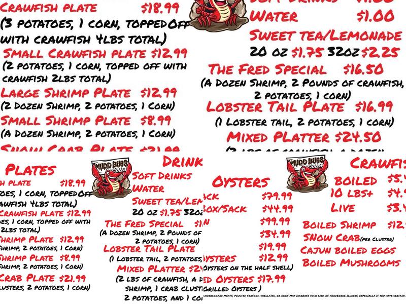 Mudd Bugs LLC Menu