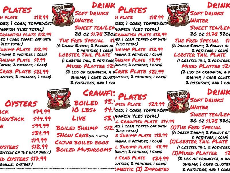 Mudd Bugs LLC Menu