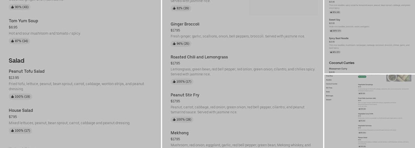 Blue Ginger Vegan Thai Menu