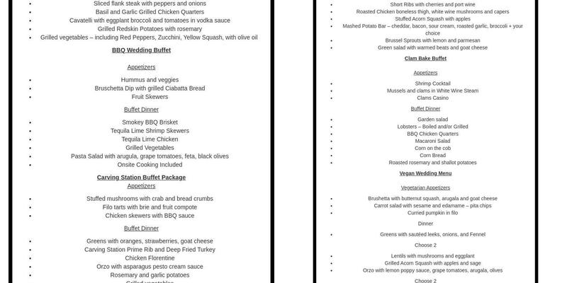 Sweet Relief Catering Menu