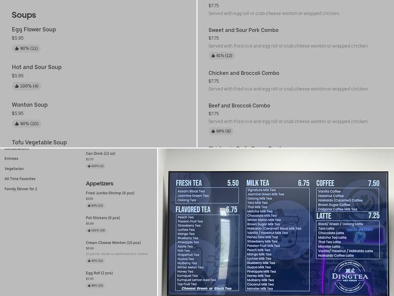 Ding Tea West Jordan Menu
