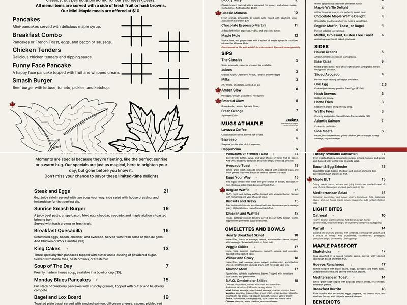 Le Peep Menu