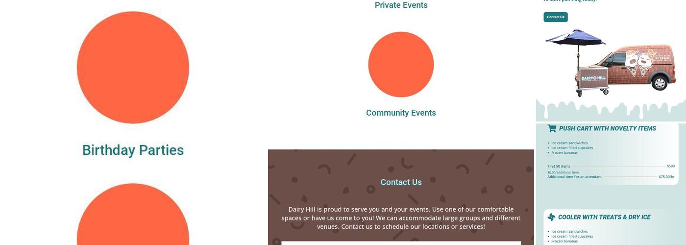 Dairy Hill Ice Cream Menu