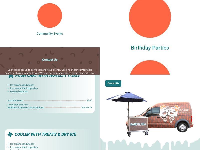 Dairy Hill Ice Cream Menu