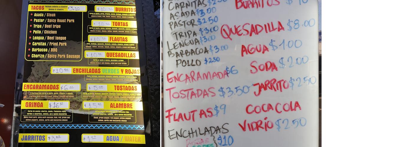 Taqueria Juarez Menu