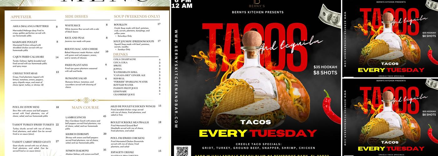 Berny’s Kitchen Menu