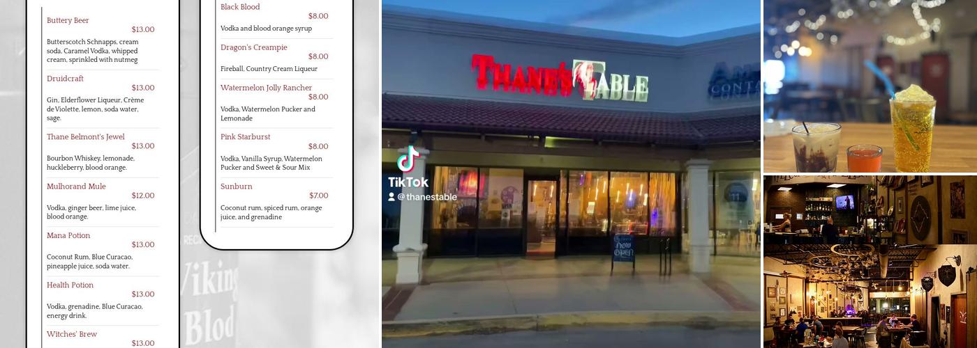 Thane's Table Menu