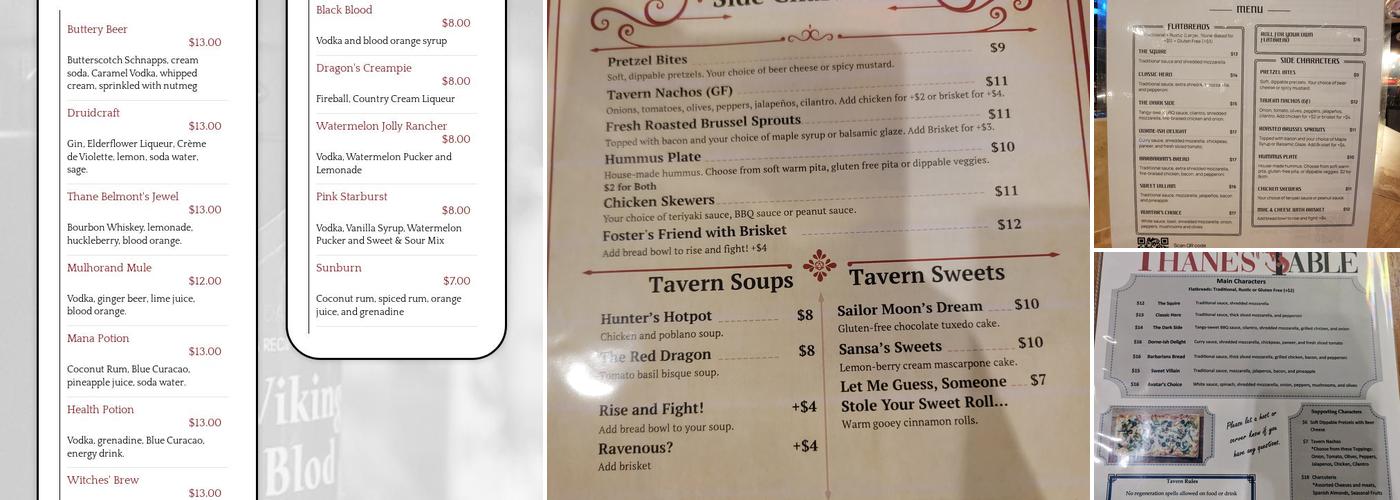 Thane's Table Menu