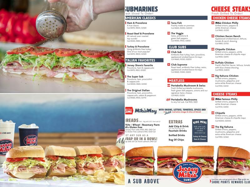 Jersey Mike's Subs Menu