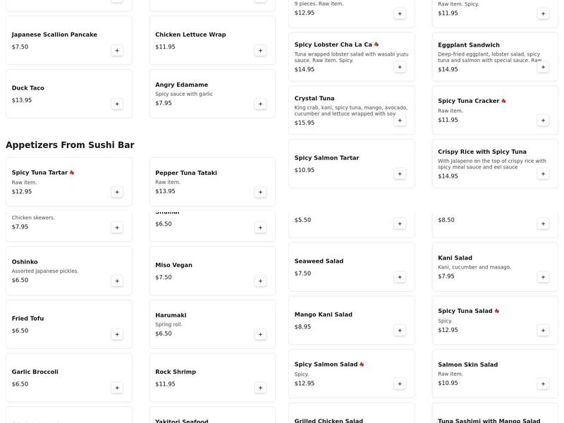 YAMAFUJI SUSHI Menu