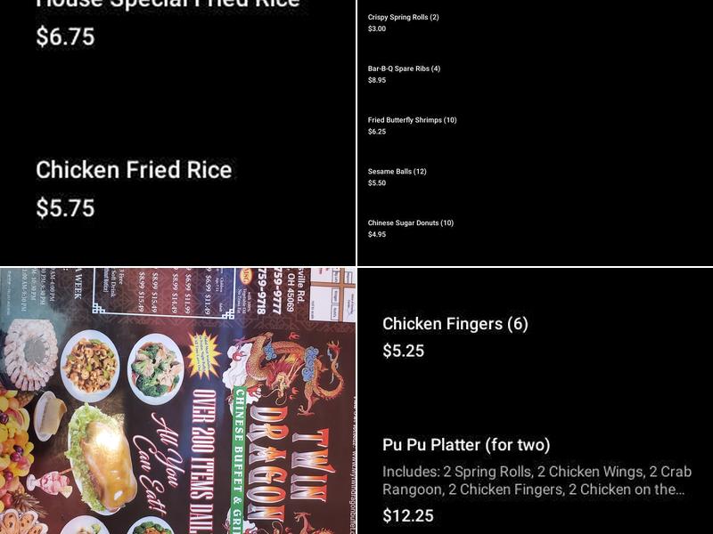 Twin Dragon Buffet & Grill Menu
