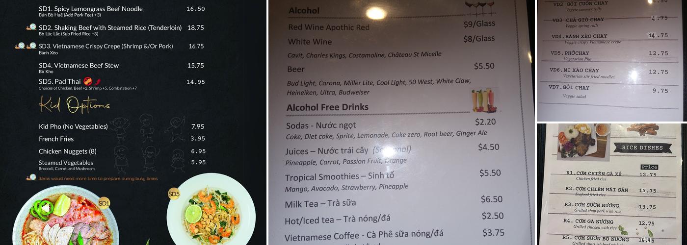 Tasty Pho Menu
