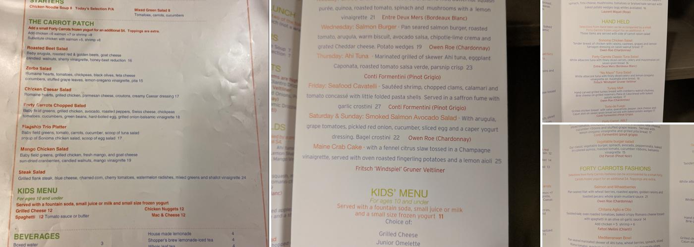 Forty Carrots Menu