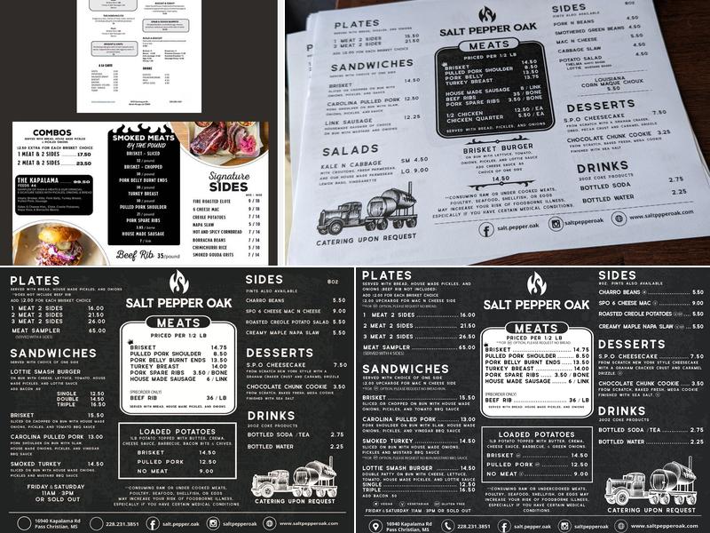 Salt Pepper Oak Menu