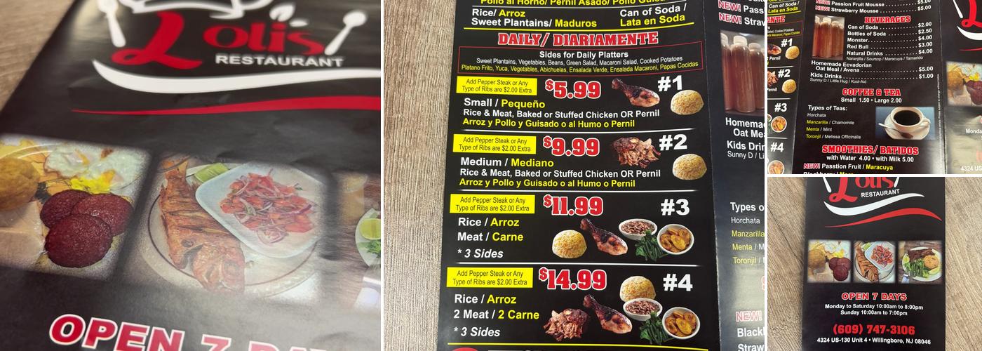 Lolis Restaurant Menu