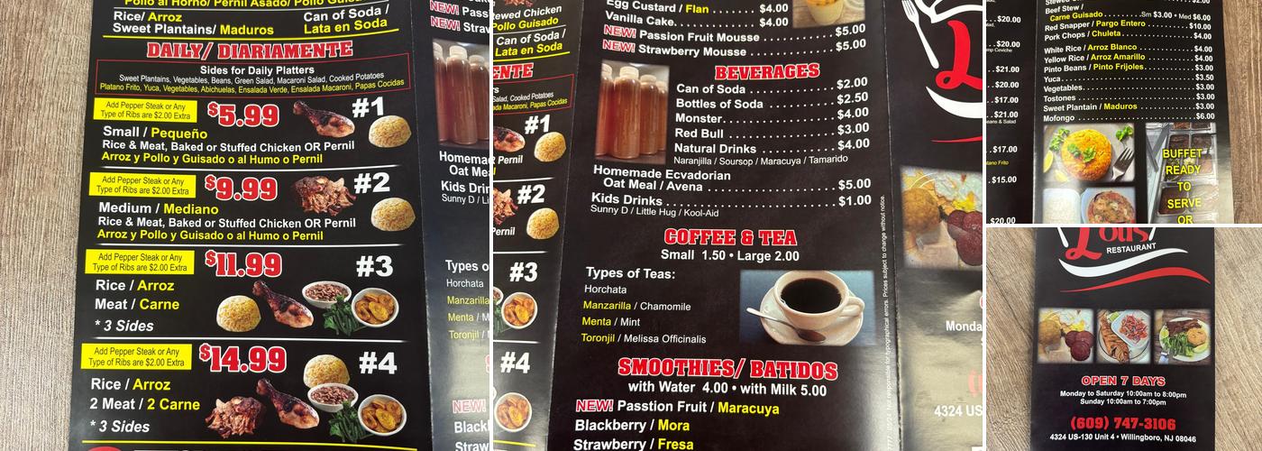 Lolis Restaurant Menu