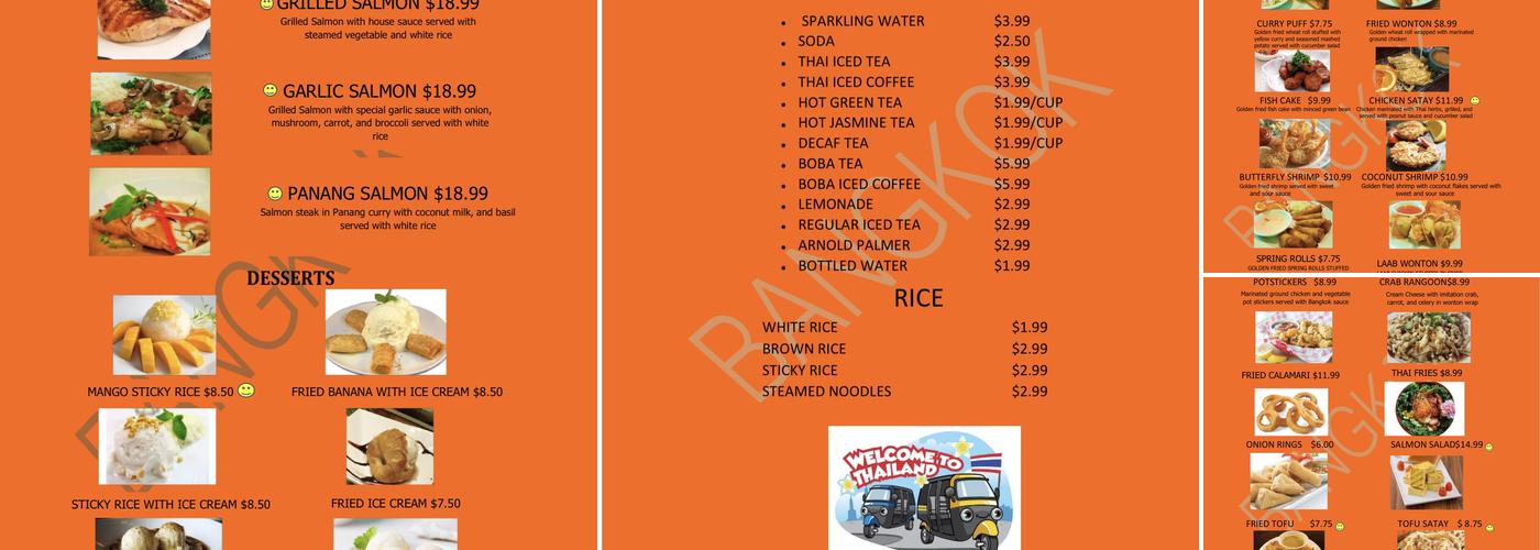 Bangkok Pho And Thai Food Express Menu