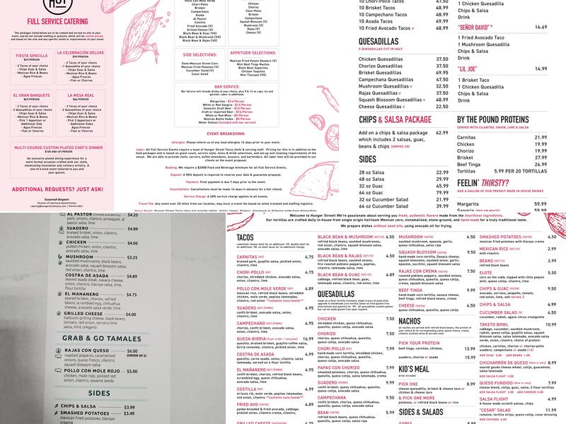 Hunger Street Tacos Menu