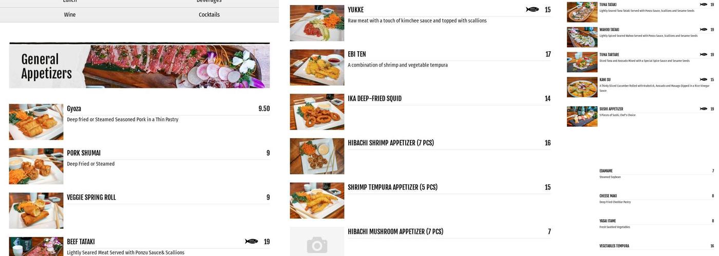 Sushi Sake Winter Park Menu