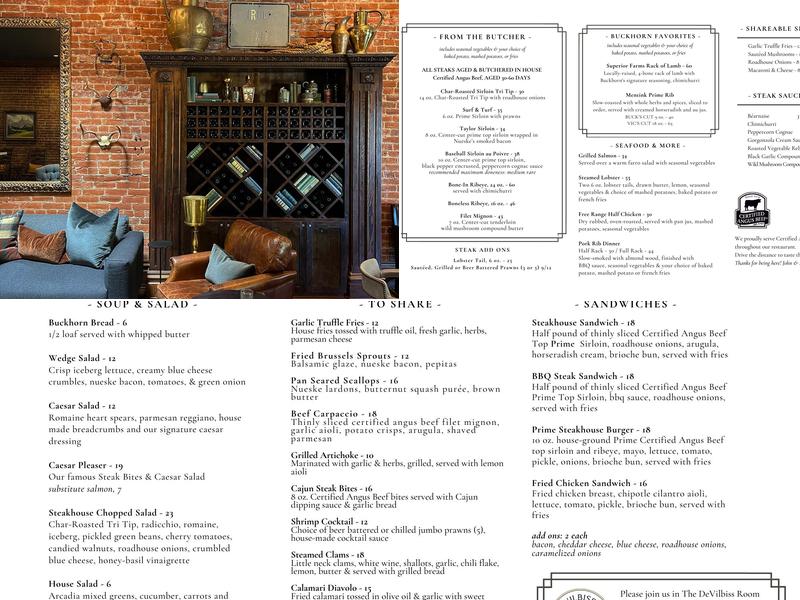 The DeVilbiss Room Menu