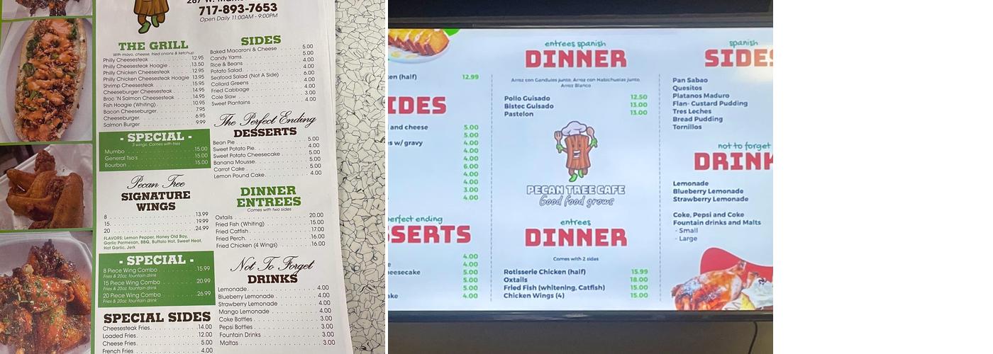 Pecan Tree Cafe Menu