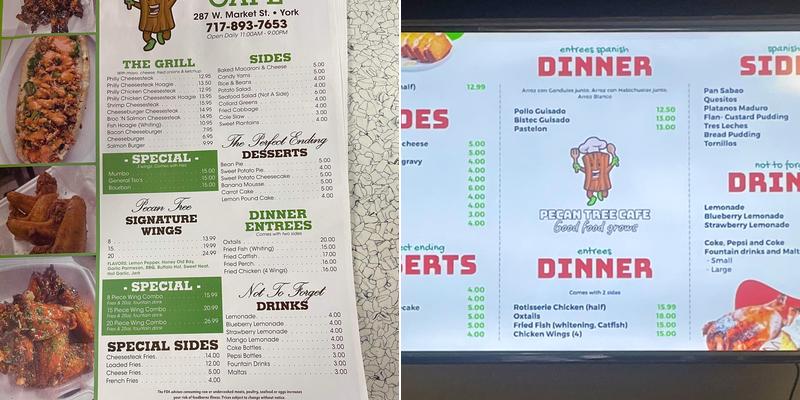 Pecan Tree Cafe Menu
