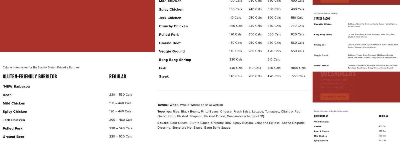 barBURRITO Menu