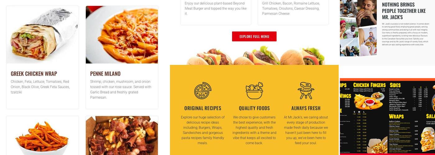 Mr. Jack's Menu