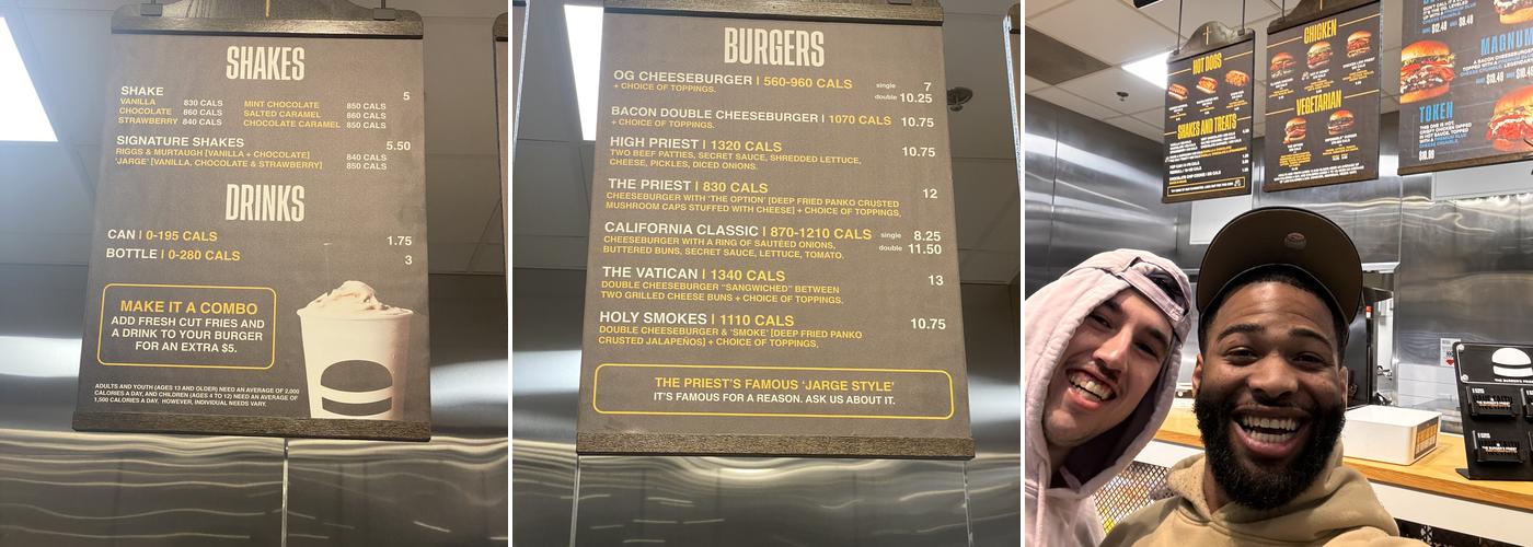 The Burger's Priest Menu