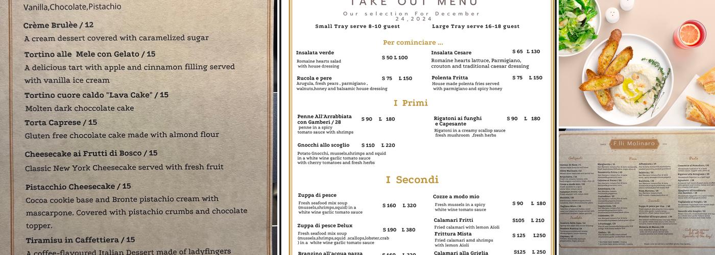 Fratelli Molinaro Ristorante-Pizzeria Menu