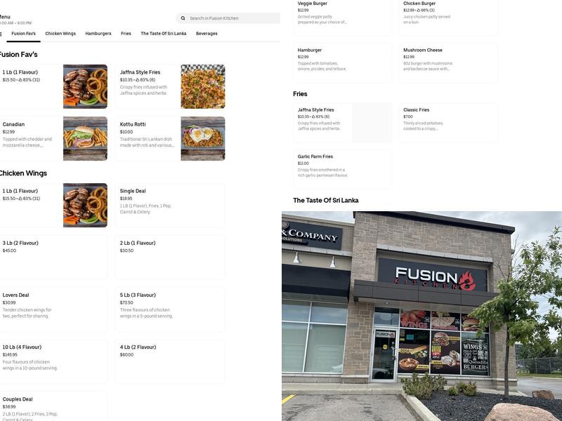 Fusion Kitchen Menu