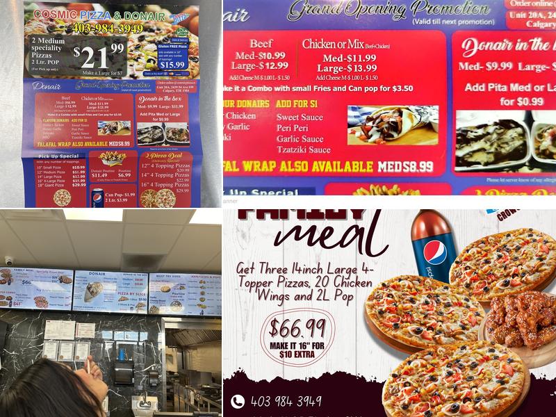 Cosmic Pizza and Donair Menu