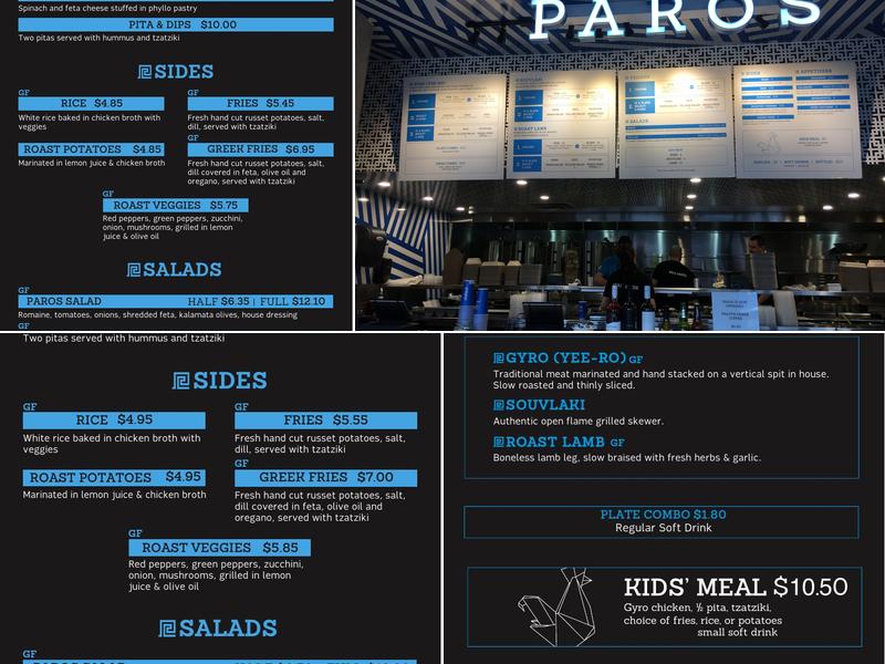 Paros Real Greek Menu