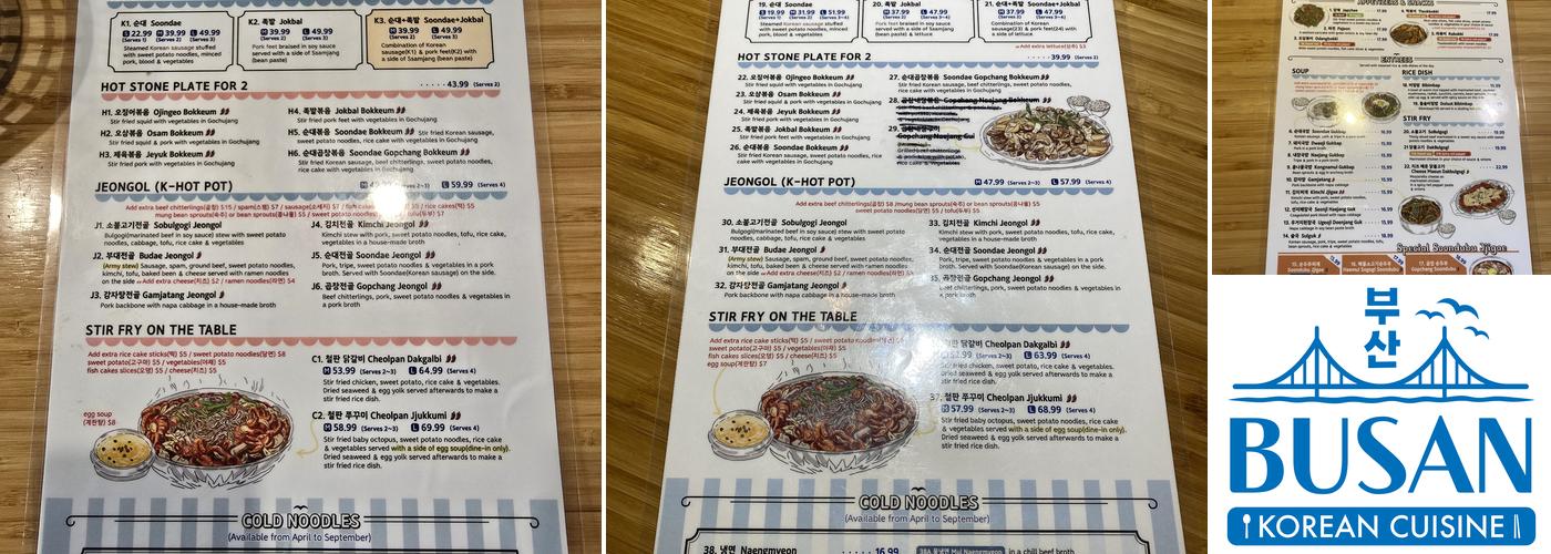 BUSAN Menu