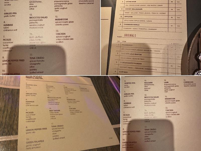 Sweet Loretta Bar Menu