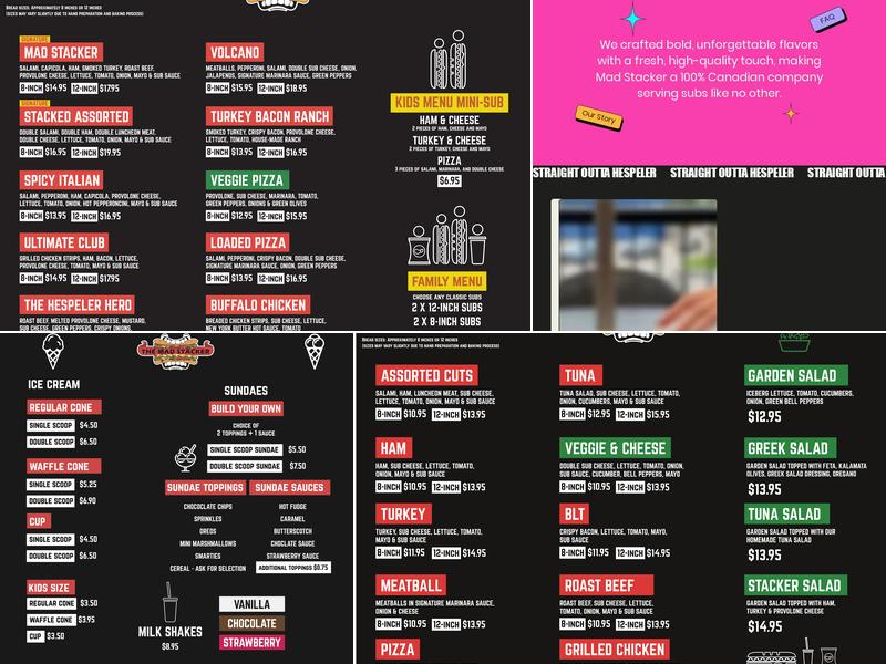The Mad Stacker Menu
