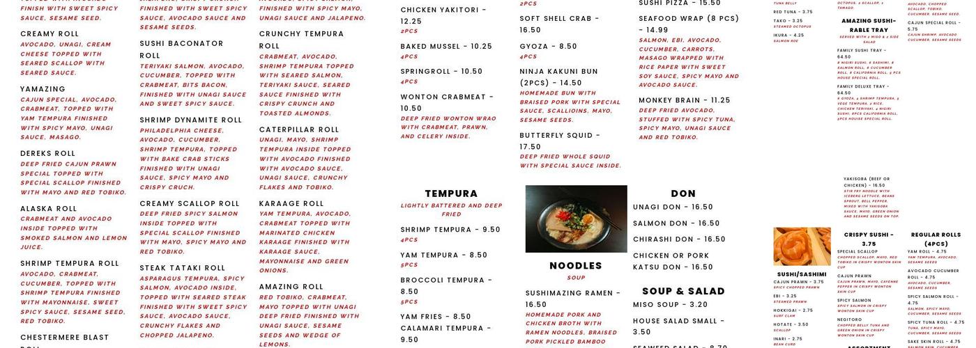 SUSHIMAZING Menu